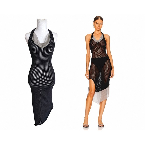 Aya Muse Other - Aya Muse Deodar Knitted Sheer Dress Chain Link Swim Cover Up Resortcore FLAWED S